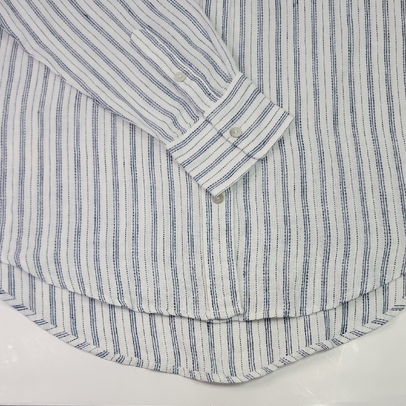 Faherty Blue and White Striped Button Down Shirt - Picture 9 of 10